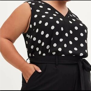 NWT Torrid Black and White Polka Dot Georgette Sheer Sleeveless Top